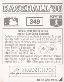 1988 Panini Stickers #349 Phillies Logo Back