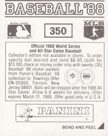 1988 Panini Stickers #350 Phillies Uniform Back