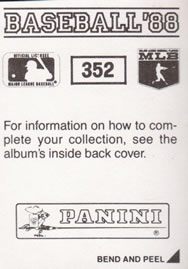 1988 Panini Stickers #352 Shane Rawley Back