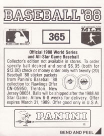 1988 Panini Stickers #365 Pirates Logo Back