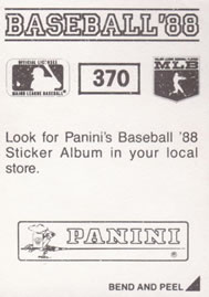 1988 Panini Stickers #370 Sid Bream Back