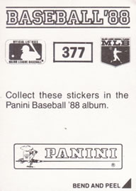 1988 Panini Stickers #377 John Cangelosi Back