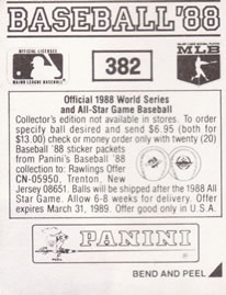 1988 Panini Stickers #382 Cardinals Uniform Back