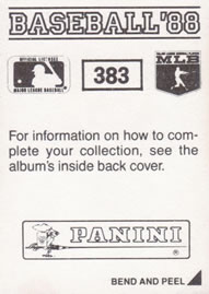 1988 Panini Stickers #383 Danny Cox Back