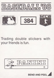 1988 Panini Stickers #384 Bob Forsch Back