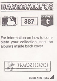 1988 Panini Stickers #387 Tony Pena Back