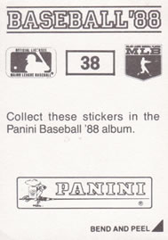 1988 Panini Stickers #38 Mike Witt Back