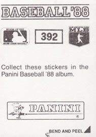 1988 Panini Stickers #392 Terry Pendleton Back