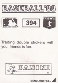 1988 Panini Stickers #394 Vince Coleman Back