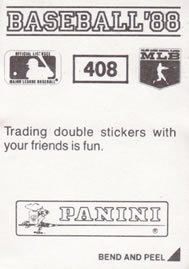 1988 Panini Stickers #408 Chris Brown Back