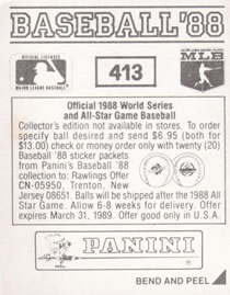 1988 Panini Stickers #413 Giants Logo Back