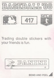 1988 Panini Stickers #417 Mike Krukow Back