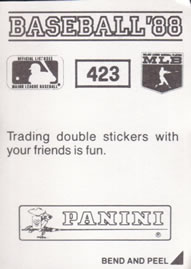 1988 Panini Stickers #423 Robby Thompson Back