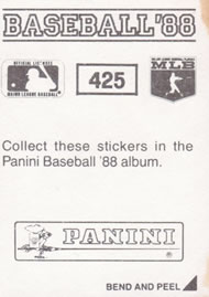 1988 Panini Stickers #425 Jose Uribe Back