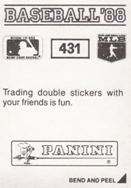 1988 Panini Stickers #431 Juan Nieves Back