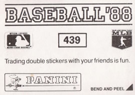 1988 Panini Stickers #439 Howard Johnson Back