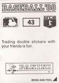 1988 Panini Stickers #43 Angels W-L Breakdown Back