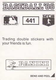 1988 Panini Stickers #441 Darrell Evans Back
