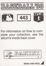 1988 Panini Stickers #443 Lou Whitaker Back