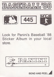 1988 Panini Stickers #445 Gary Gaetti Back