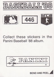 1988 Panini Stickers #446 Jeffrey Leonard Back