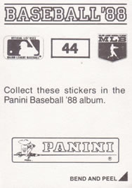 1988 Panini Stickers #44 Jack Howell Back