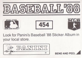 1988 Panini Stickers #454 Minnesota Twins Back