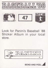 1988 Panini Stickers #47 Ruppert Jones Back