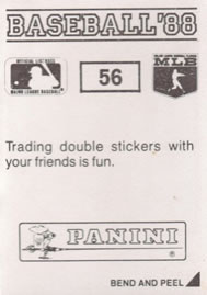 1988 Panini Stickers #56 Greg Walker Back