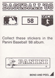 1988 Panini Stickers #58 White Sox Team Leaders Back