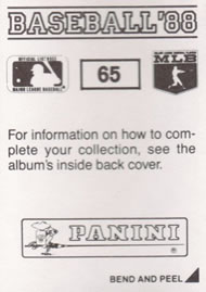1988 Panini Stickers #65 Ken Williams Back