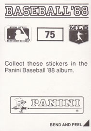 1988 Panini Stickers #75 Indians W-L Breakdown Back