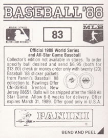 1988 Panini Stickers #83 Tigers Uniform Back