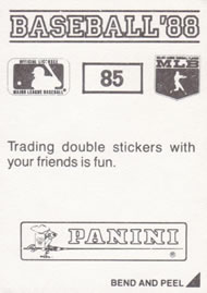 1988 Panini Stickers #85 Jack Morris Back