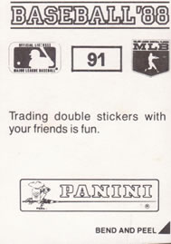 1988 Panini Stickers #91 Tigers W-L Breakdown Back
