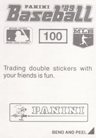 1989 Panini Stickers #100 John Tudor Back