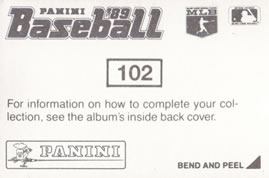 1989 Panini Stickers #102 Dodgers Script Back