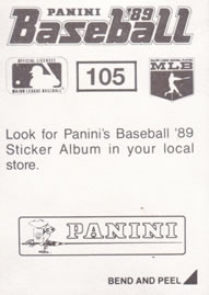1989 Panini Stickers #105 Mickey Hatcher Back