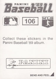 1989 Panini Stickers #106 Steve Sax Back