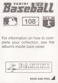 1989 Panini Stickers #108 Mike Marshall Back