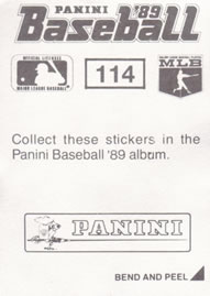 1989 Panini Stickers #114 Dennis Martinez Back