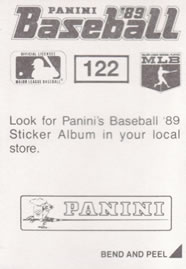 1989 Panini Stickers #122 Tim Wallach Back