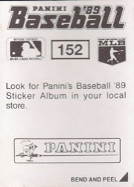 1989 Panini Stickers #152 Juan Samuel Back