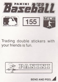 1989 Panini Stickers #155 Bob Dernier Back