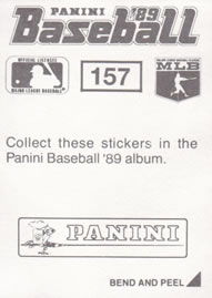 1989 Panini Stickers #157 Milt Thompson Back