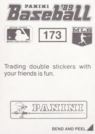 1989 Panini Stickers #173 Andy Van Slyke Back