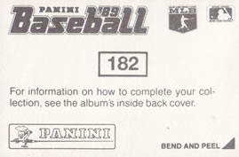 1989 Panini Stickers #182 Cardinals Script Back