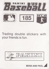 1989 Panini Stickers #185 Terry Pendleton Back