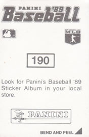 1989 Panini Stickers #190 Padres Logo Back