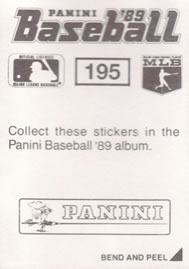 1989 Panini Stickers #195 Dennis Rasmussen Back